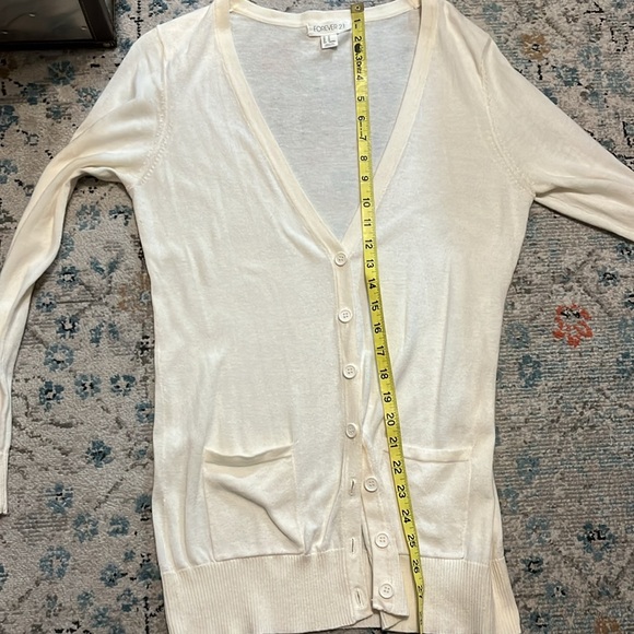 Forever 21 Boyfriend V-Neck Cream Cardigan - Picture 8 of 14